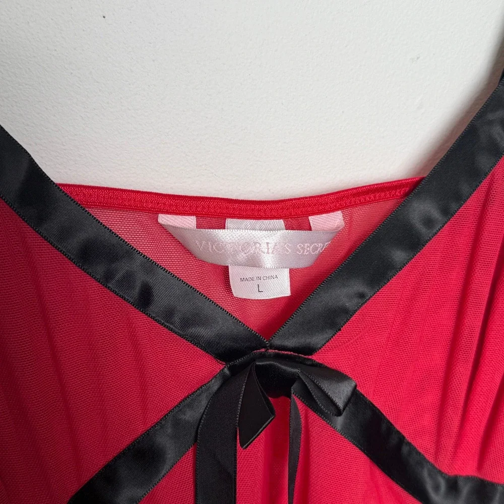 Victoria's Secret Red Mesh Ruched Babydoll‎ Lingerie Dress Size L